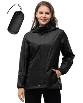 33,000ft Women's Rain Jacket Waterproof Lightweight Packable Raincoat with Hood for Golf Hiking Travel Windbreaker