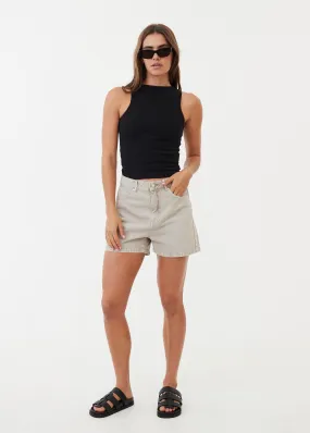 AFENDS Womens Seventy Threes - Denim High Waisted Shorts - Faded Cement