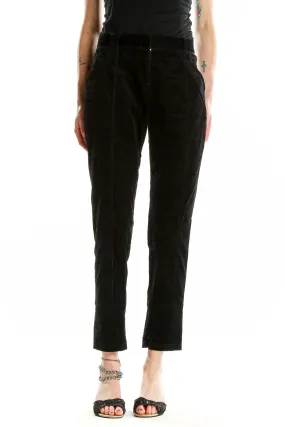 Black Tailored Cotton-Blend Trousers