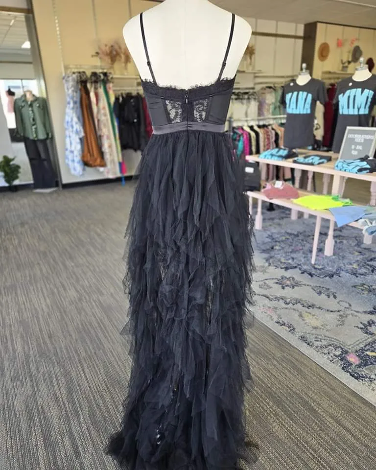 Black Tulle Maxi Dress W/Slit