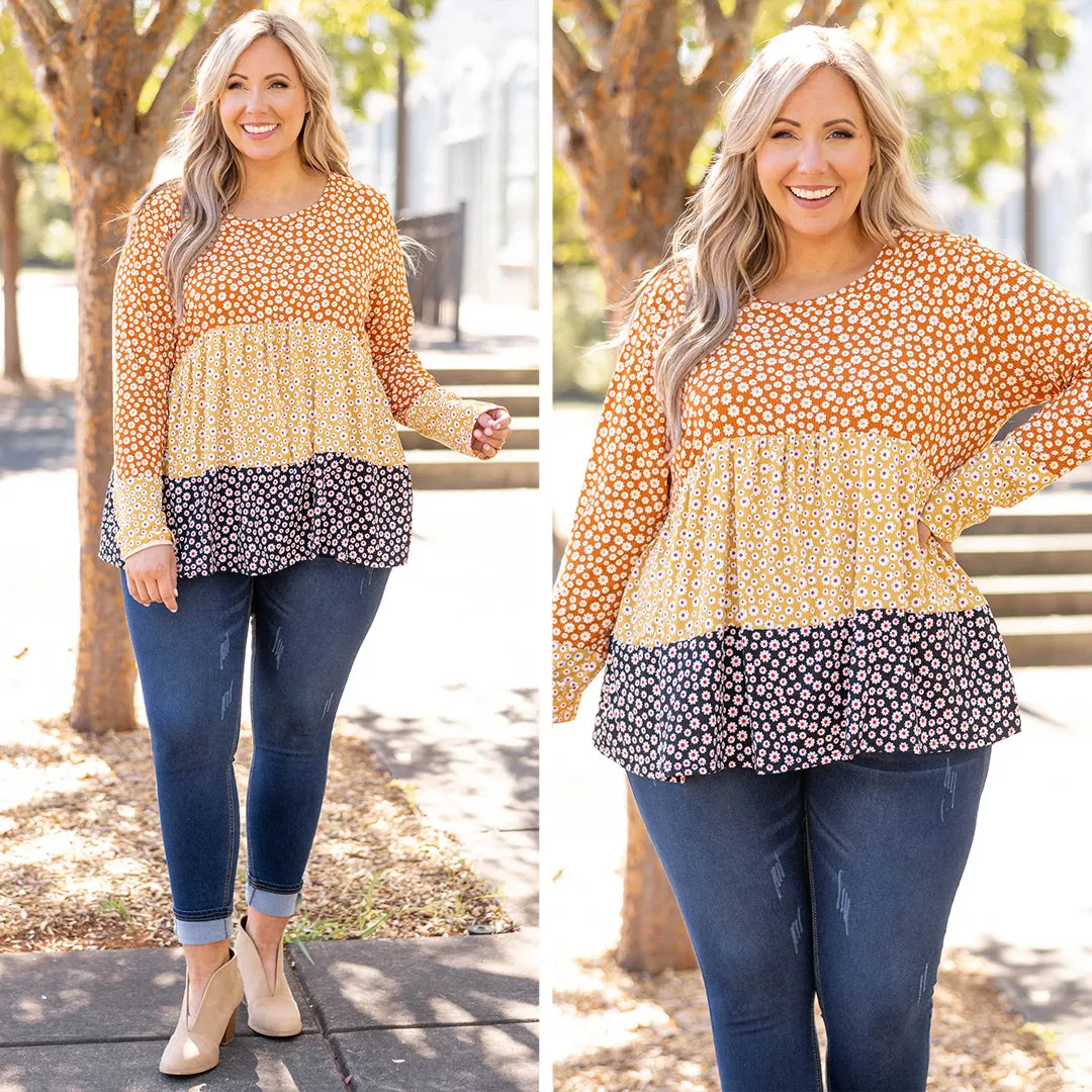 Blooming Daisy Top, Rust