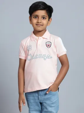 Boys Casual Light Pink Half Sleeve  T-Shirt