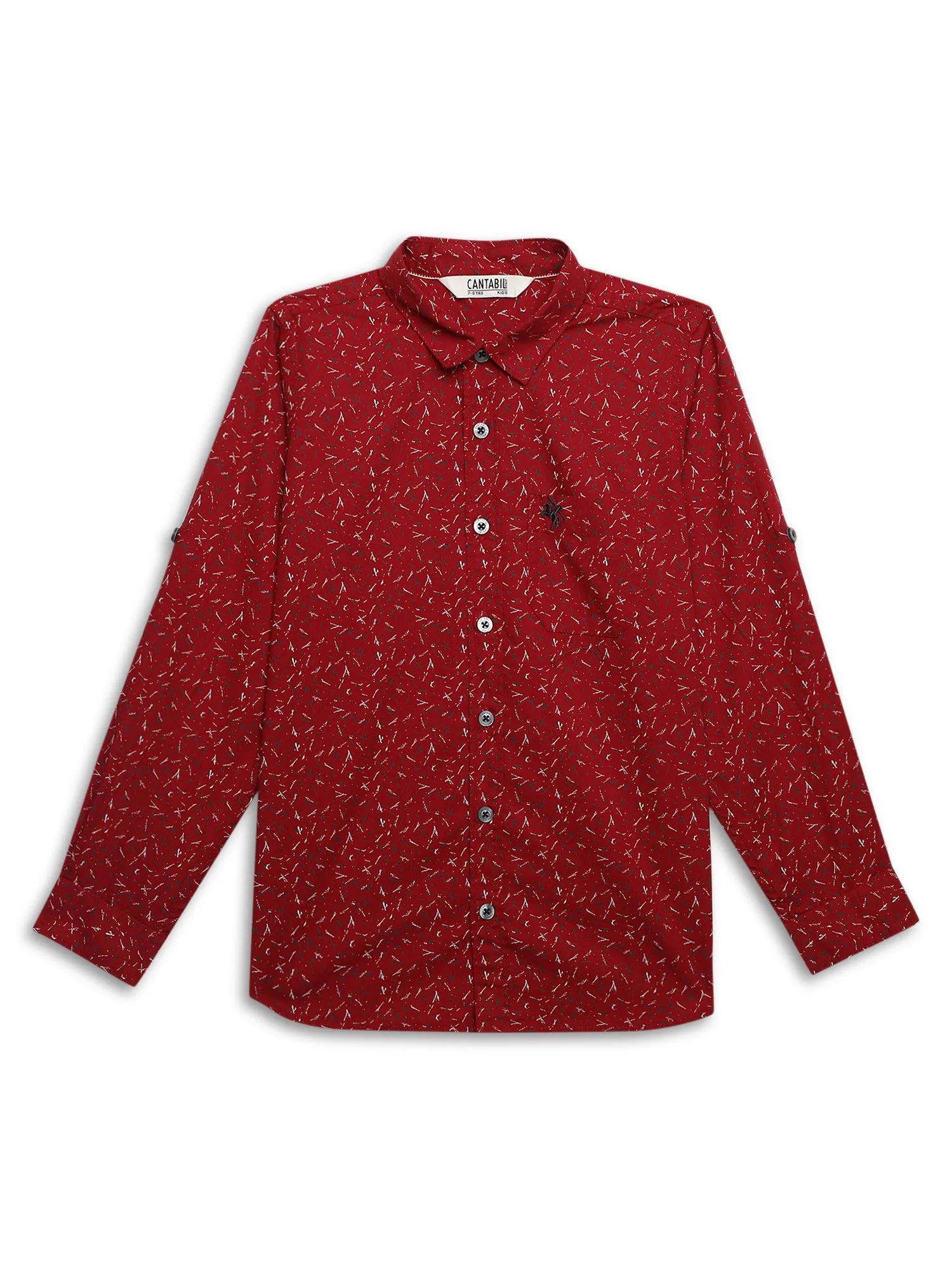 Boys Casual Red Full Sleeve with Tab  Shirt