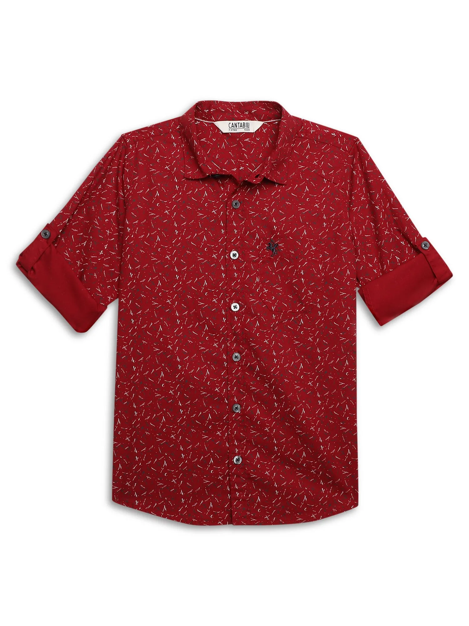 Boys Casual Red Full Sleeve with Tab  Shirt