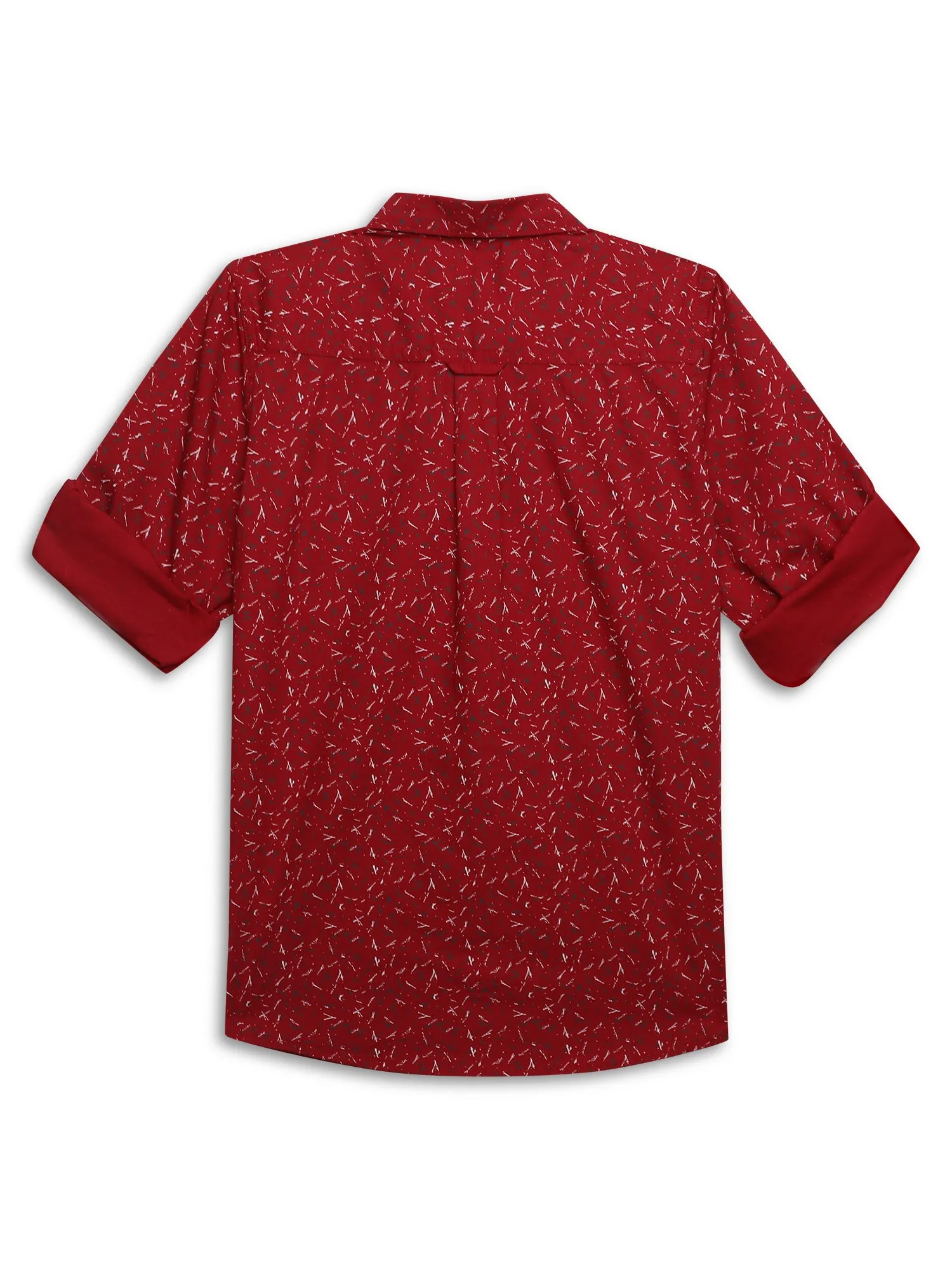 Boys Casual Red Full Sleeve with Tab  Shirt