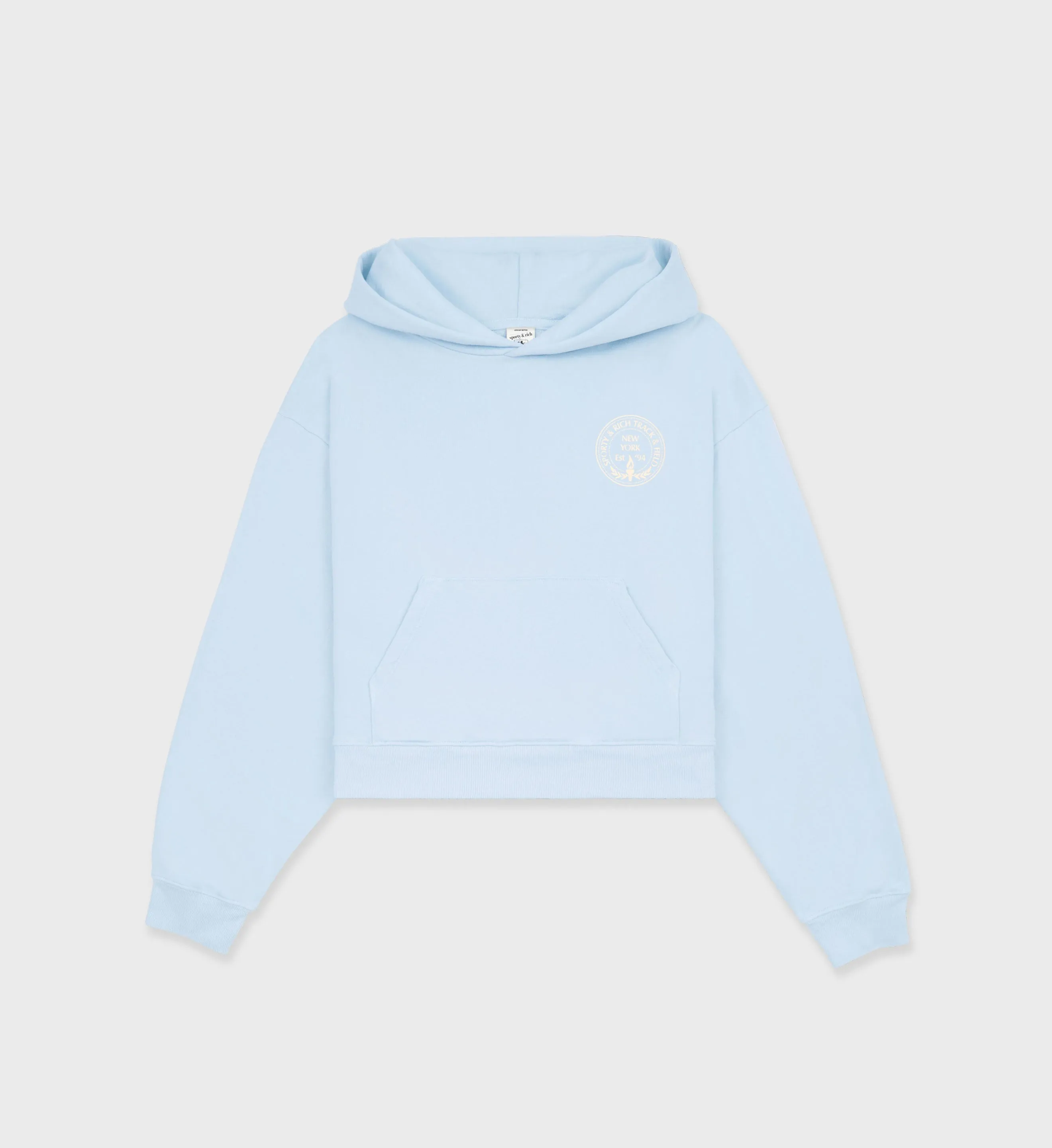 Central Park Cropped Hoodie - Baby Blue/Cream