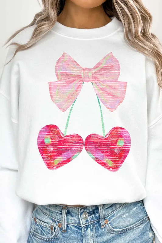 CHERRY RIBBON VALENTINES OVERSIZED SWEATSHIRT