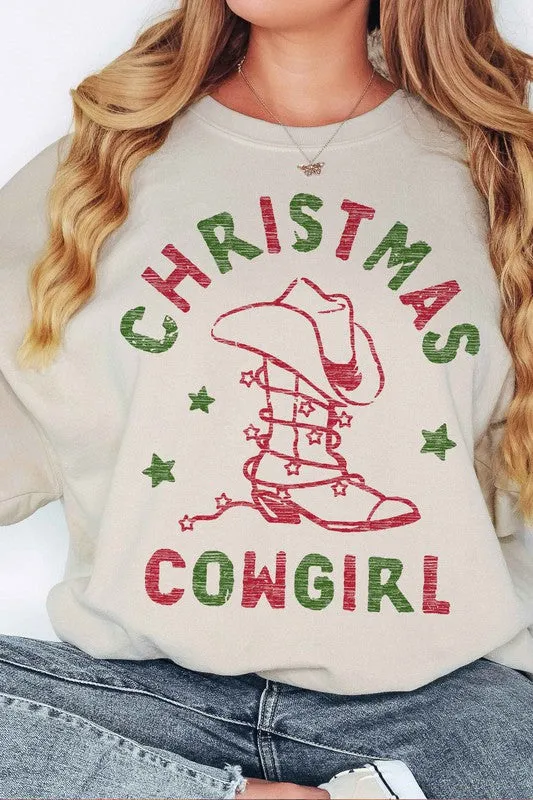 CHRISTMAS COWGIRL OVERSIZED SWEATSHIRT