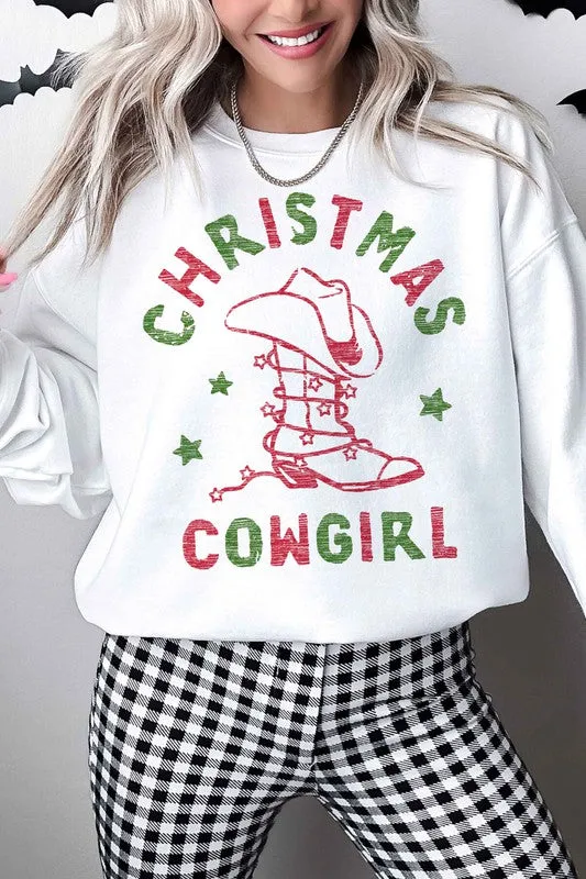 CHRISTMAS COWGIRL OVERSIZED SWEATSHIRT