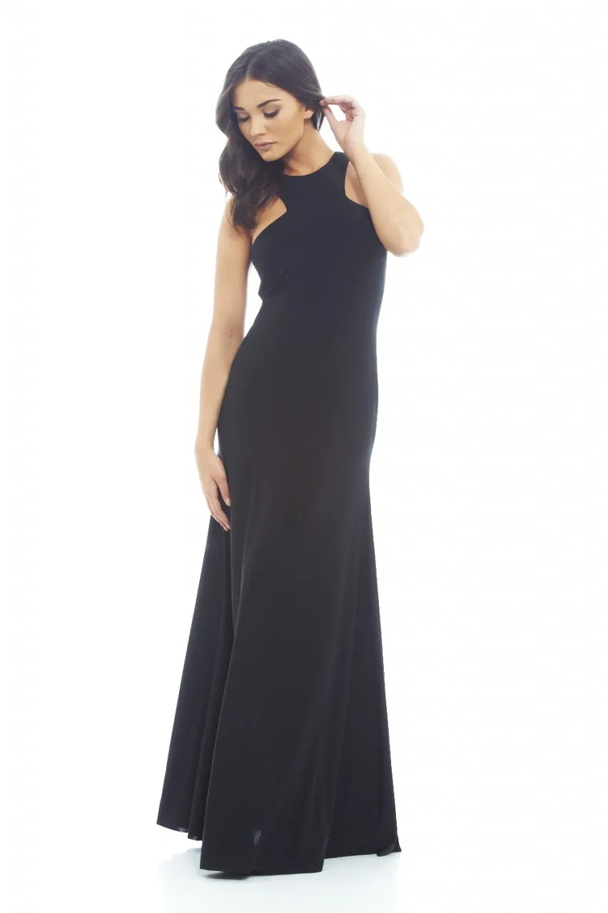 Cut In Neck Slinky Maxi Dress