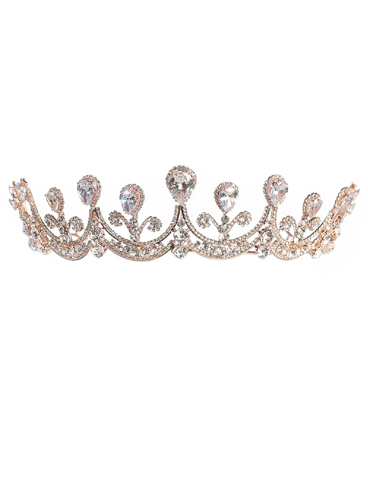 Girls Rose Gold Crystal Adorned Princess Wedding Pageant Tiara