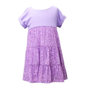 Girls Sequin Tiered Skirt Dress