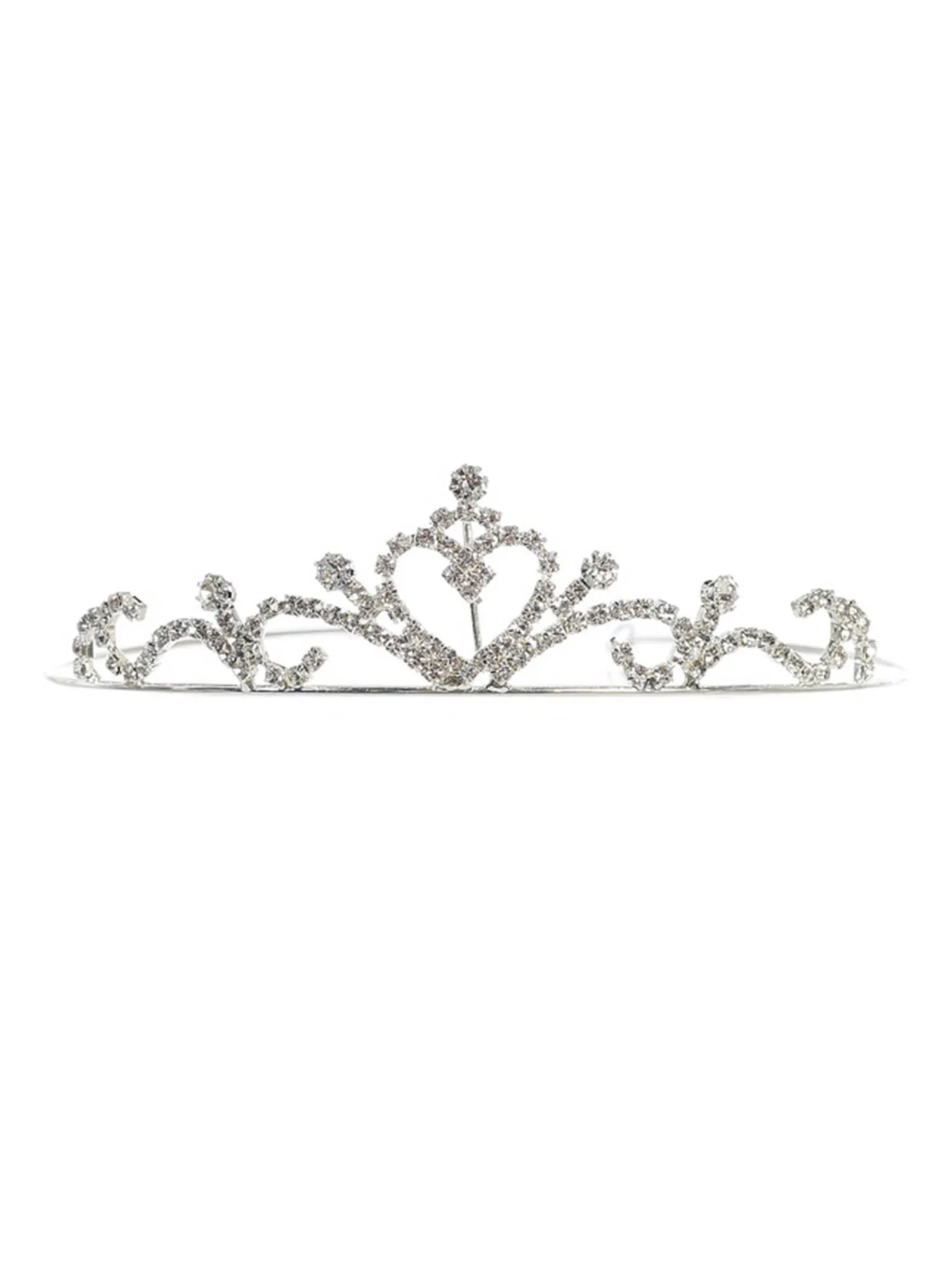 Girls Silver Rhinestone Heart Shaped Tiara