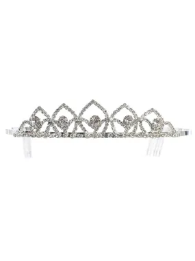 Girls Silver Rhinestone Petals Tiara