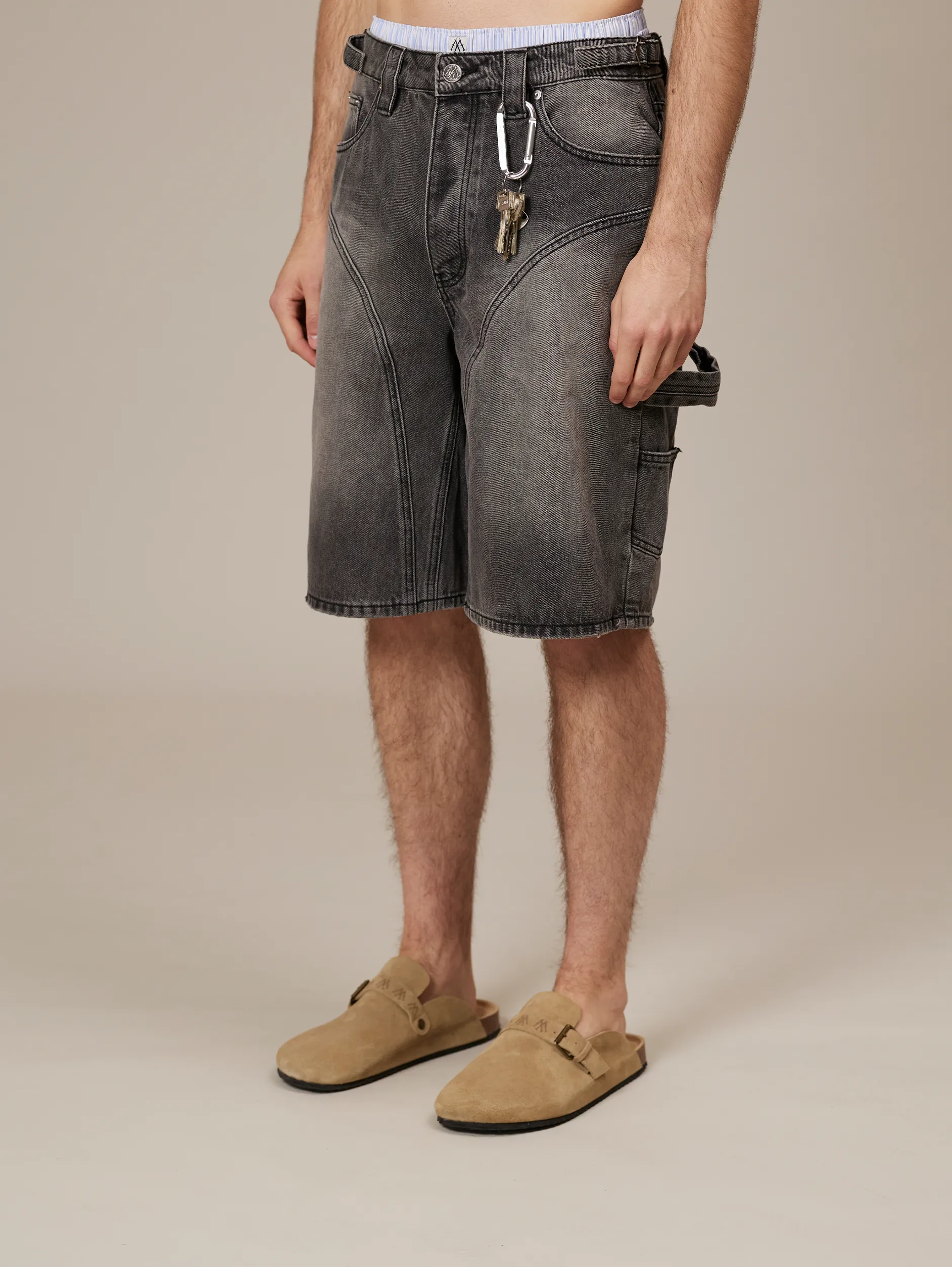 GREY WASHED DENIM JORTS "V1"