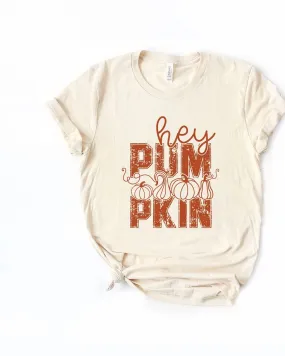 Hey Pumpkin Distressed Short Sleeve Graphic Tee | Cream