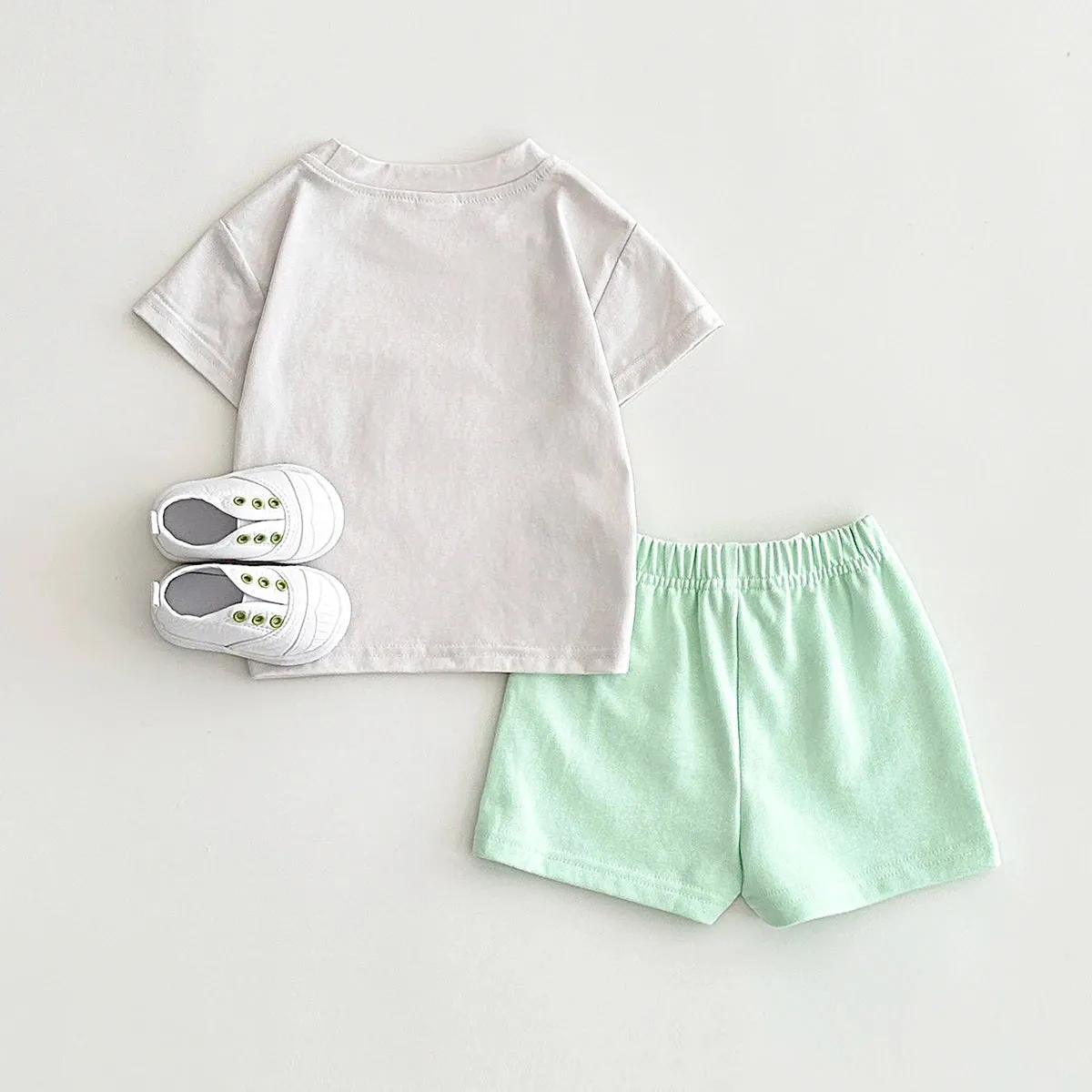 Ice Cream Tee & Solid Shorts Set