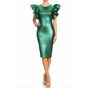 I'm Better Green Metallic Body-Con Dress