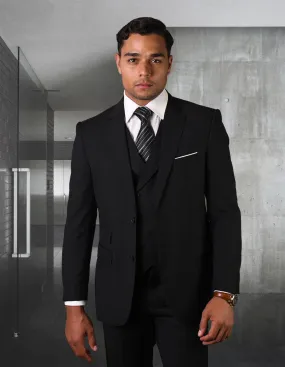 LAZIO BLACK TAILORED FIT 3 PC SUIT