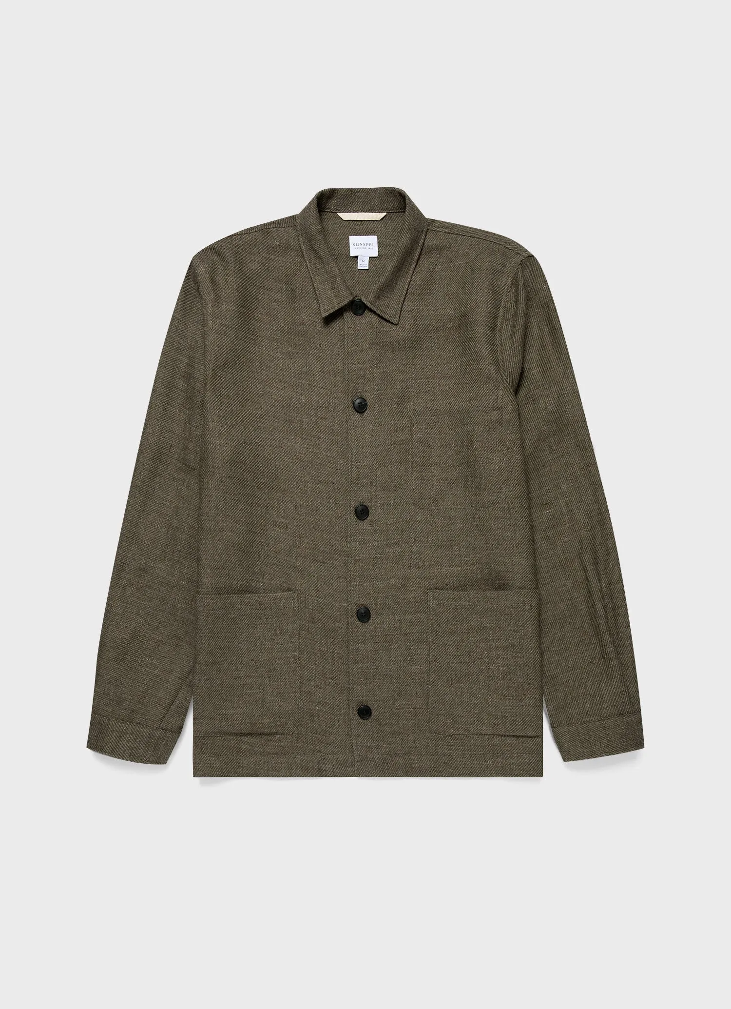 Men's Cotton Linen Twill Twin Pocket Jacket in Khaki