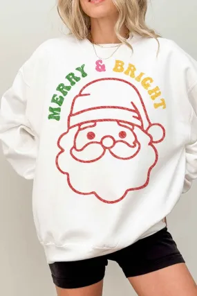 MERRY AND BRIGHT SANTA OVERSIZED SWEATSHIRT