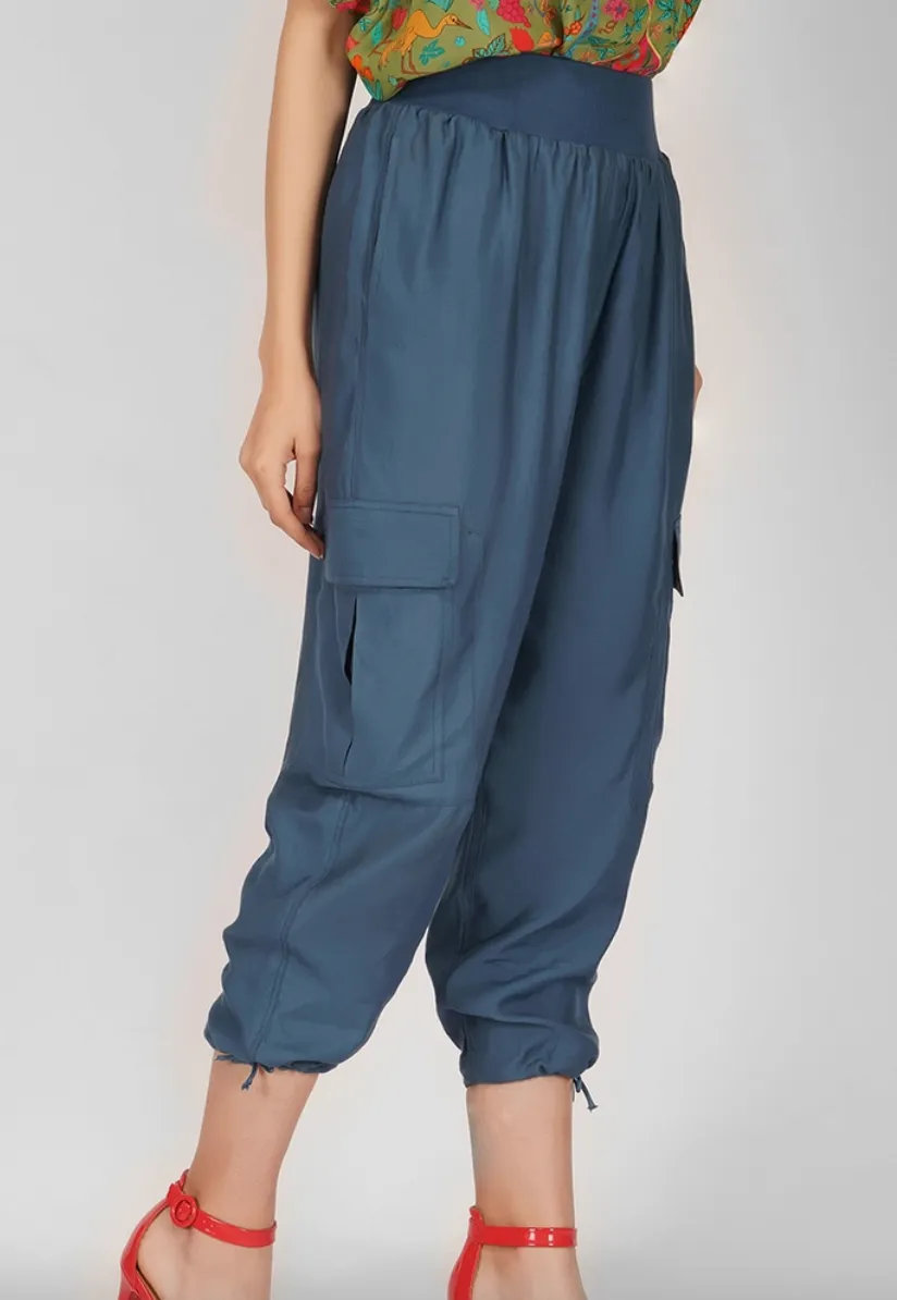 Patch Pocket Blue Cargo Pants