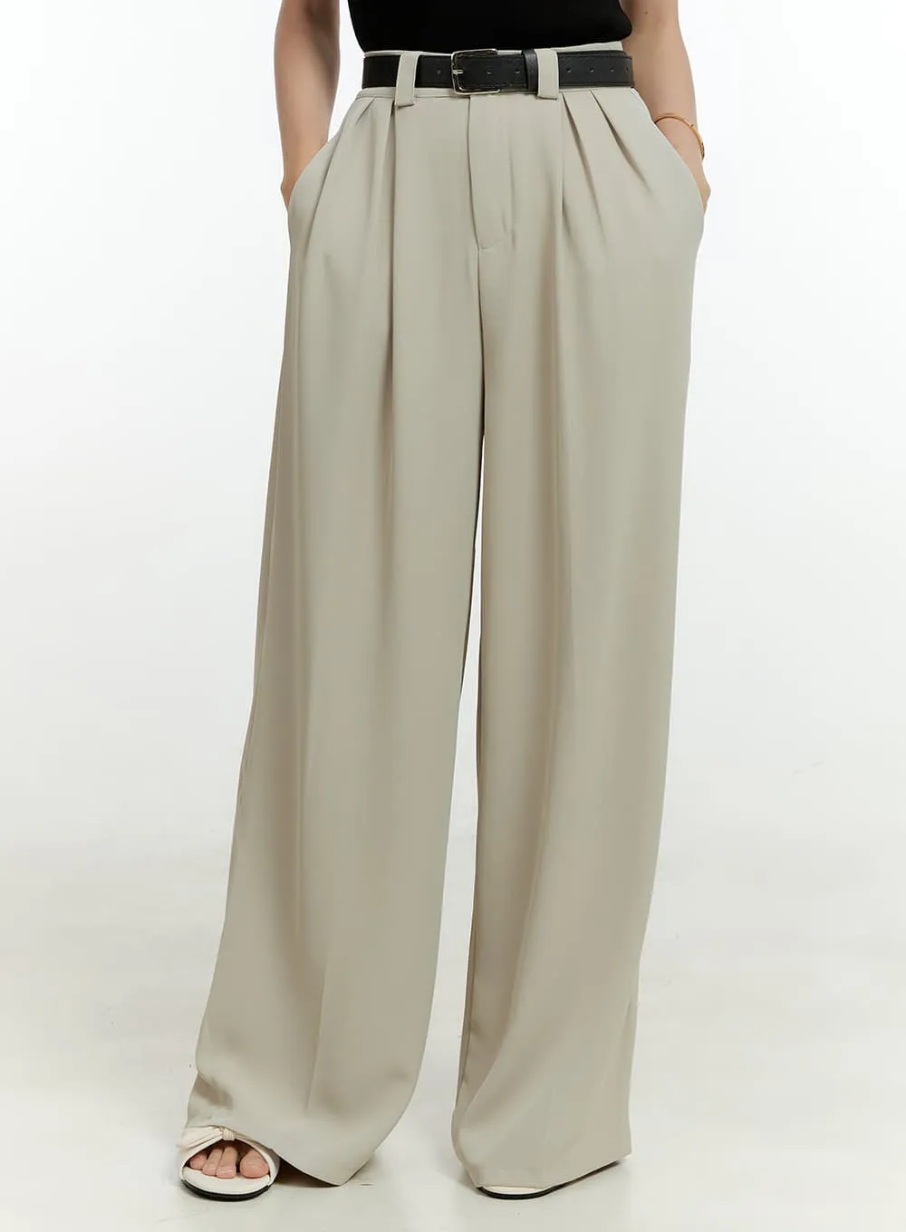 Pintuck Wide Leg Tailored Pants OL430