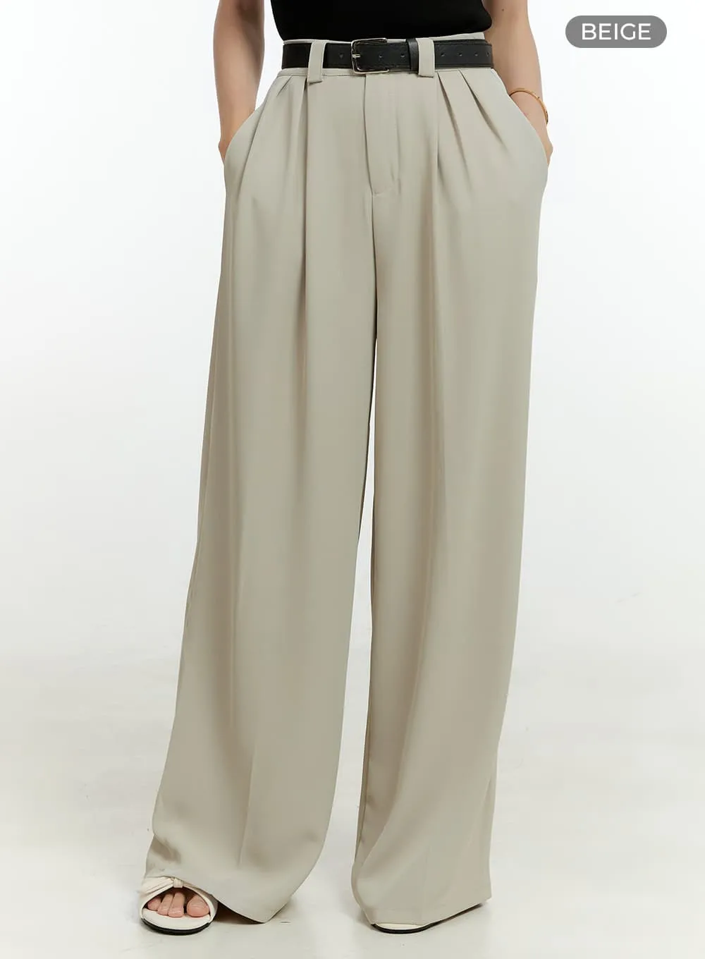 Pintuck Wide Leg Tailored Pants OL430