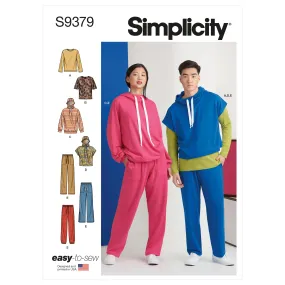 Simplicity Pattern 9379 Unisex Hoodie Pants & Tee