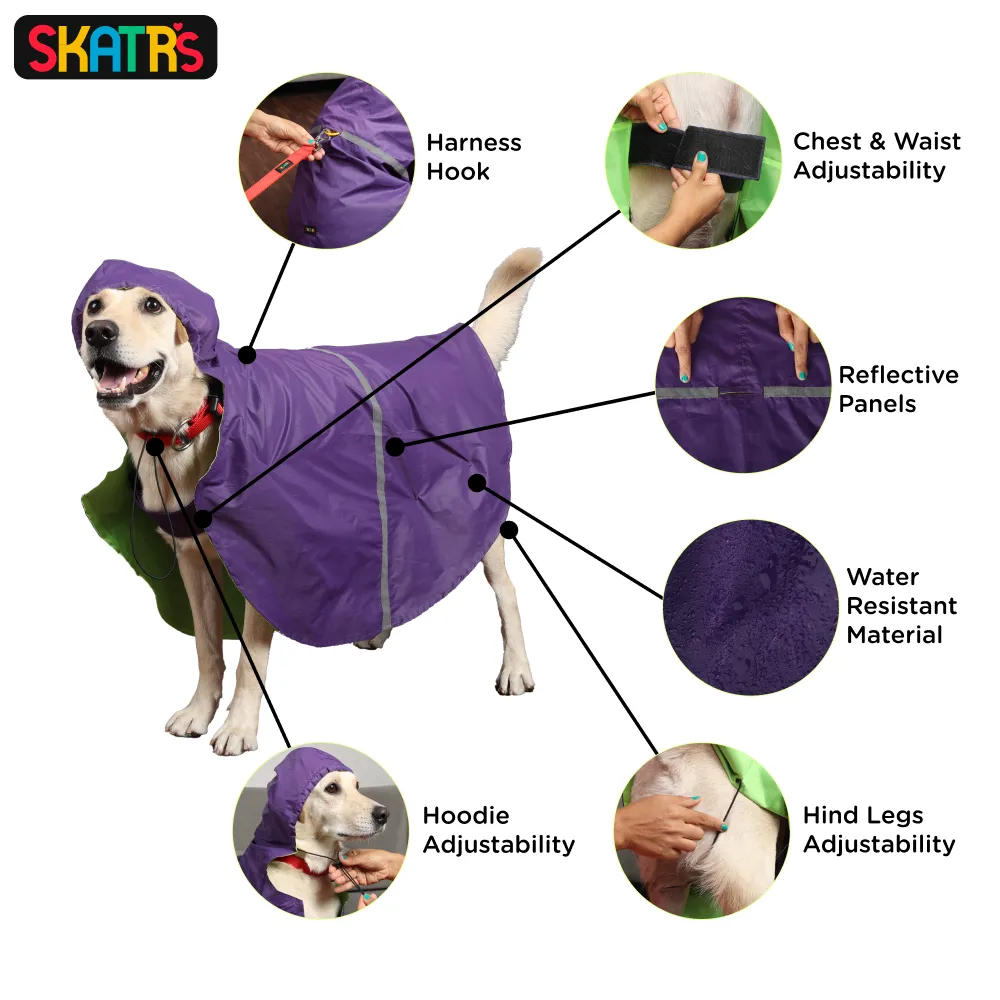 Skatrs Full Coverage Cape Style Raincoat for Dogs and Cats (Purple)