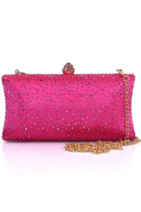 Sparkly Fuchsia Rhinestone Evening Party Handbag