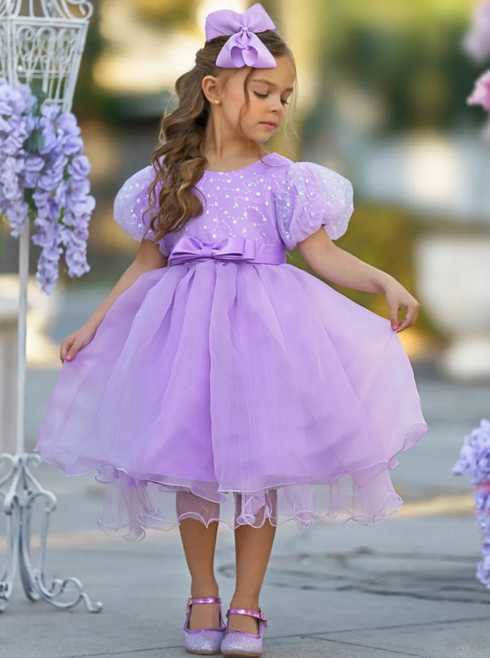 Starlight Glam Puff Sleeve Formal Dress