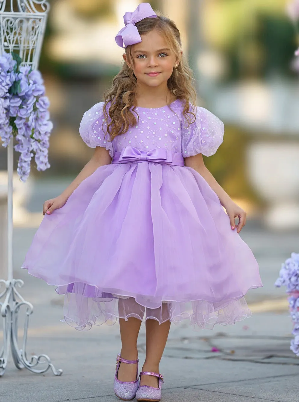 Starlight Glam Puff Sleeve Formal Dress