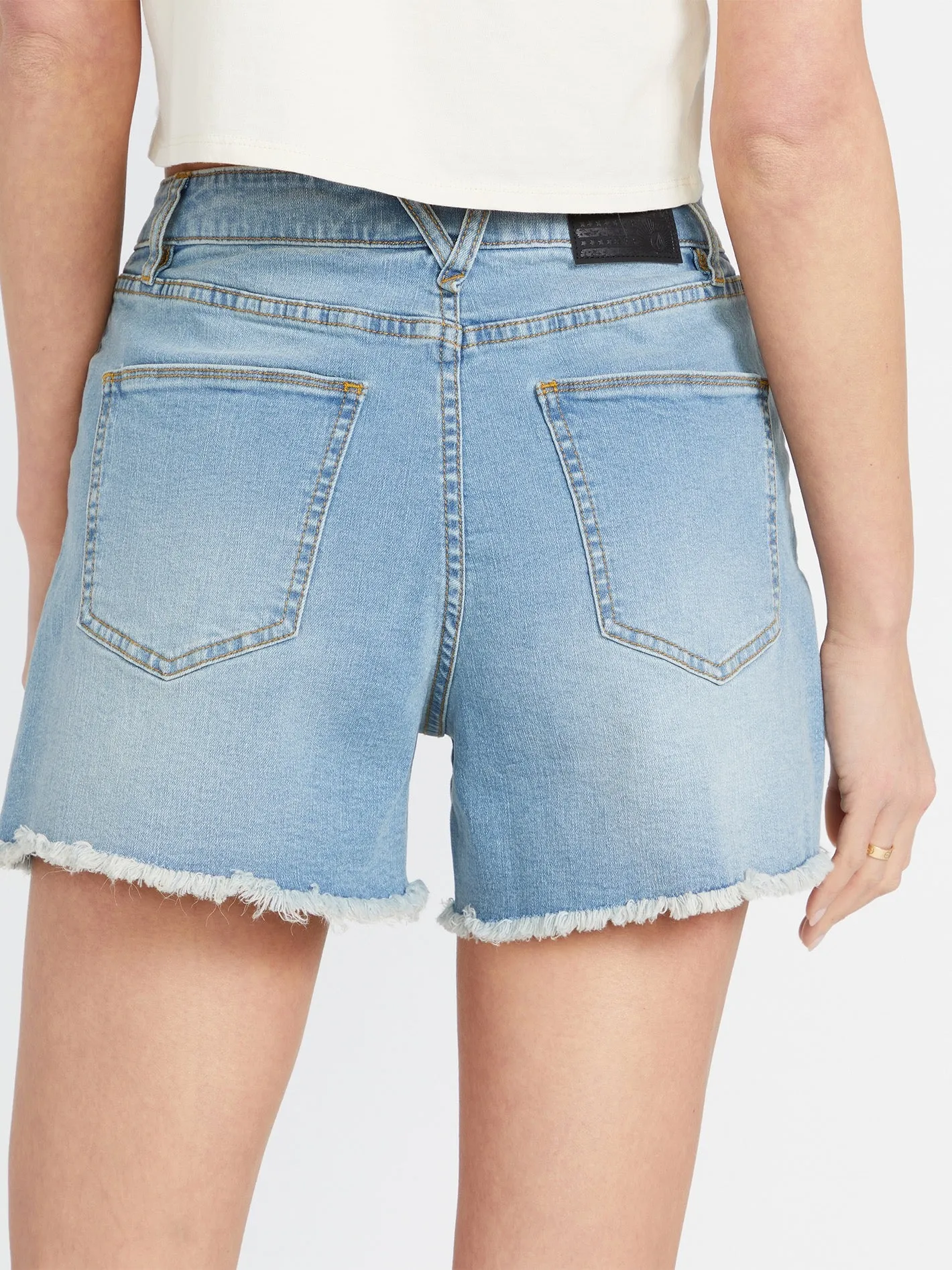 Stone Step High Rise Denim Shorts - Blue Drift