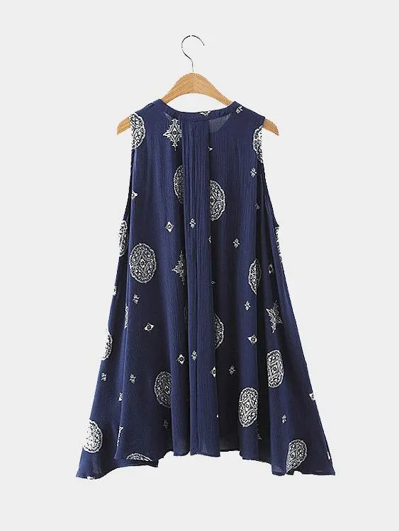 Wholesale Sleeveless Floral Print Casual Dress