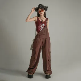 Wide Casual Denim Suspenders Jumpsuit